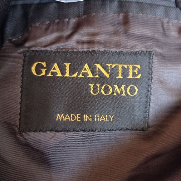 Galante Uomo Super 120s Wool 3 Button Blazer Size 58 Striped Grey Office - Picture 6 of 9